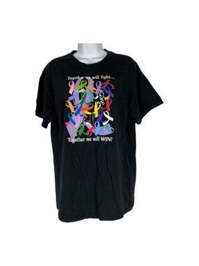 Gildan Ultra Cotton Together We Will Fight Black T-Shirt Medium Graphic Print